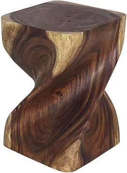 Haussmann Big Twist Pedestal Table, Antique Oak, 14x14x20 in