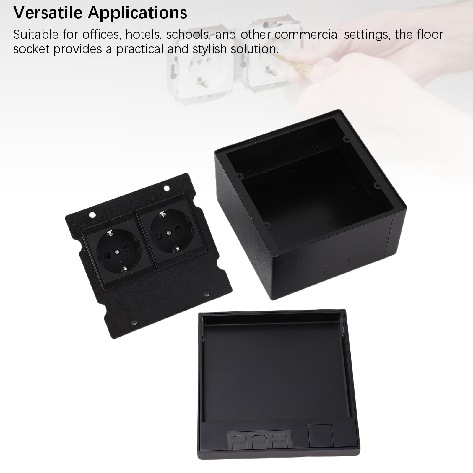 Kit Scatola di Derivazione da Incasso a Pavimento 2 Prese 16A 4000W con Coperchio Ribaltabile Design Impermeabile per Soluzioni di Prese da Pavimento per Uffici, Hotel e Case