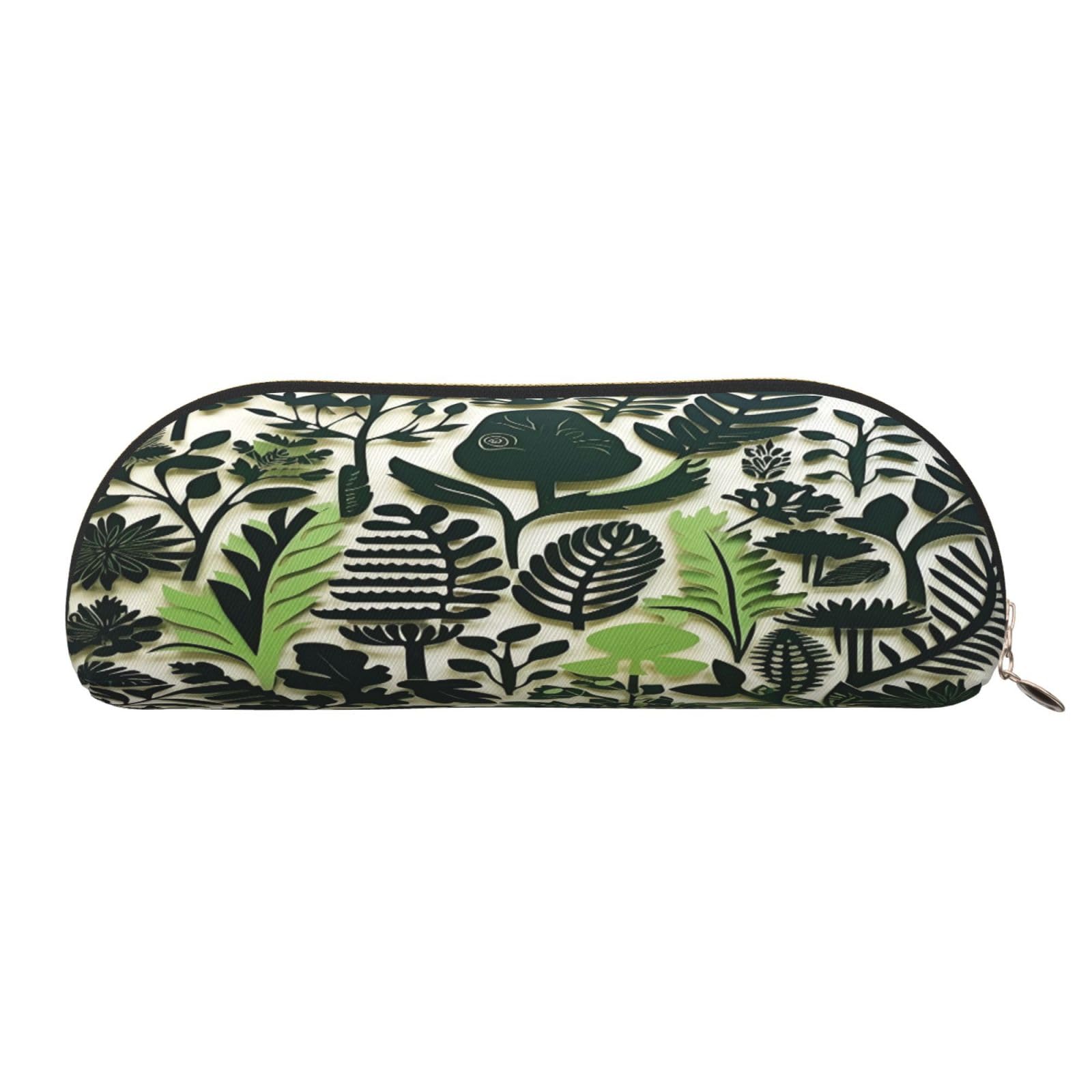 QMKFWT Plant Jungle Wall Sticker Pencil Pouch Leather,Small Pen Bags With Zipper For Pencils,Pens,Markers,Makeups,Change,Coins