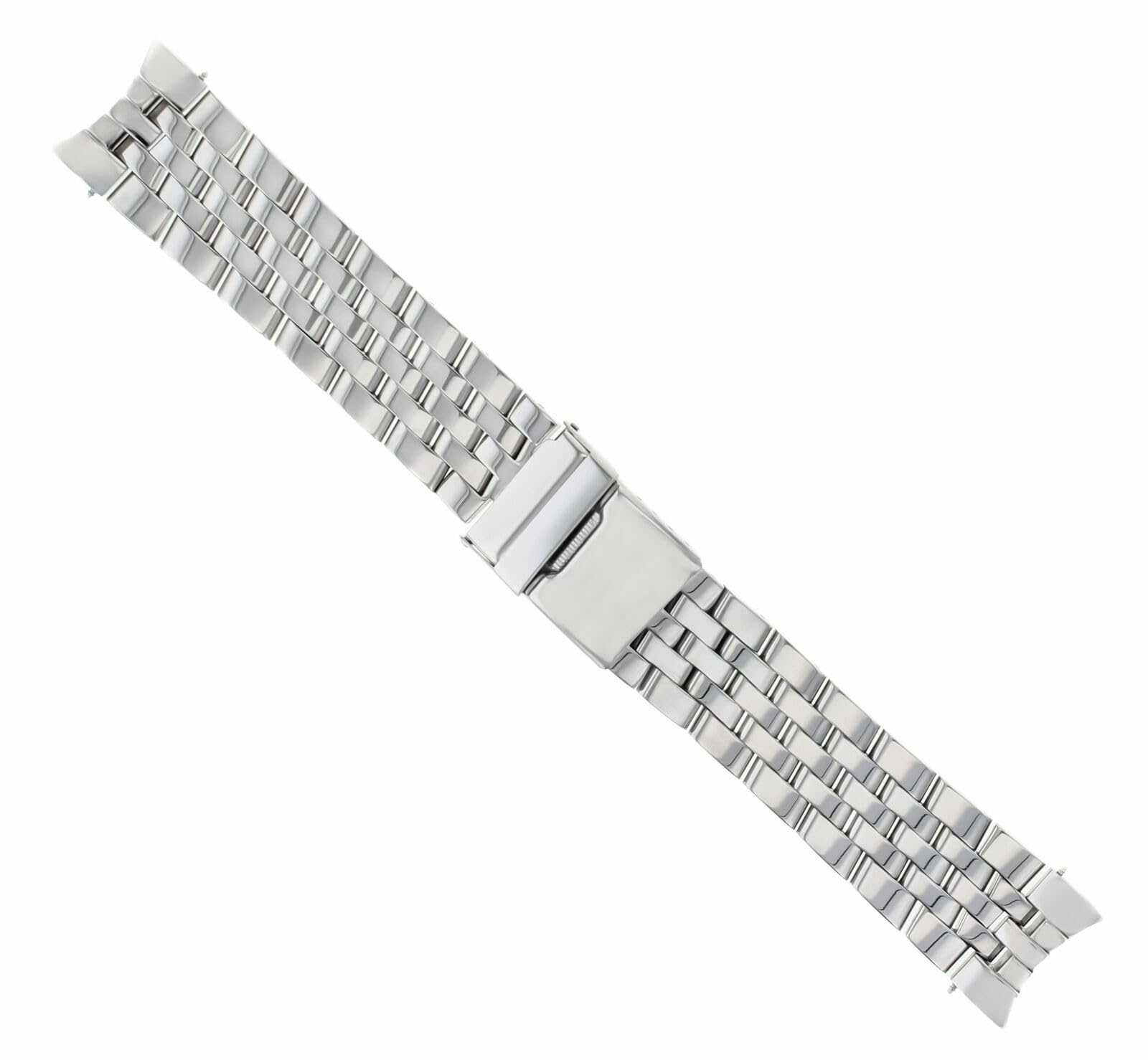 22mm Watch Band Compatible With Breitling Navitimer Crosswind Chronomat 5 Link Shiny Center Stainless Steel