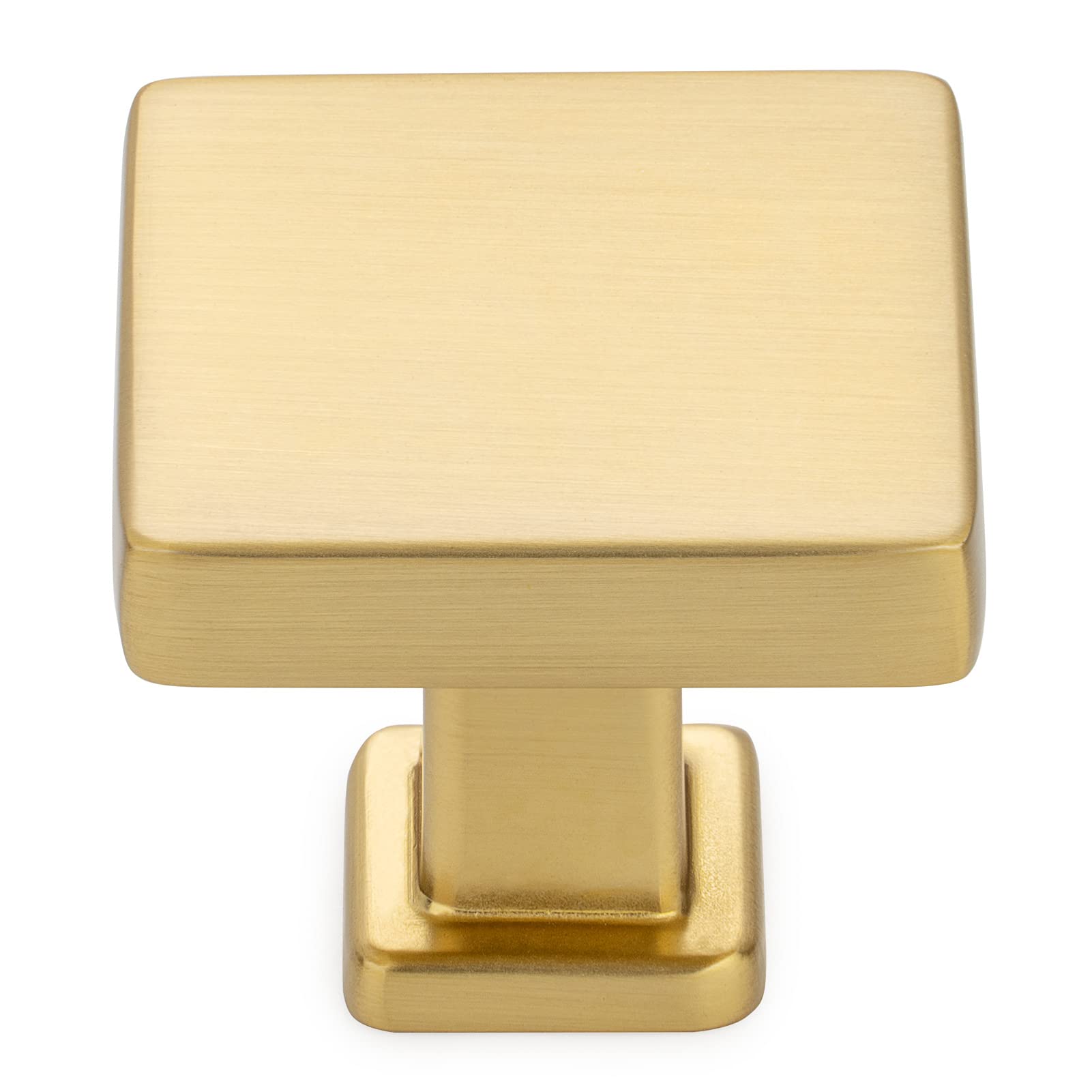 KOOFIZO 25 Pack Brushed Gold Cabinet Knobs, Square Single Hole Pulls K08