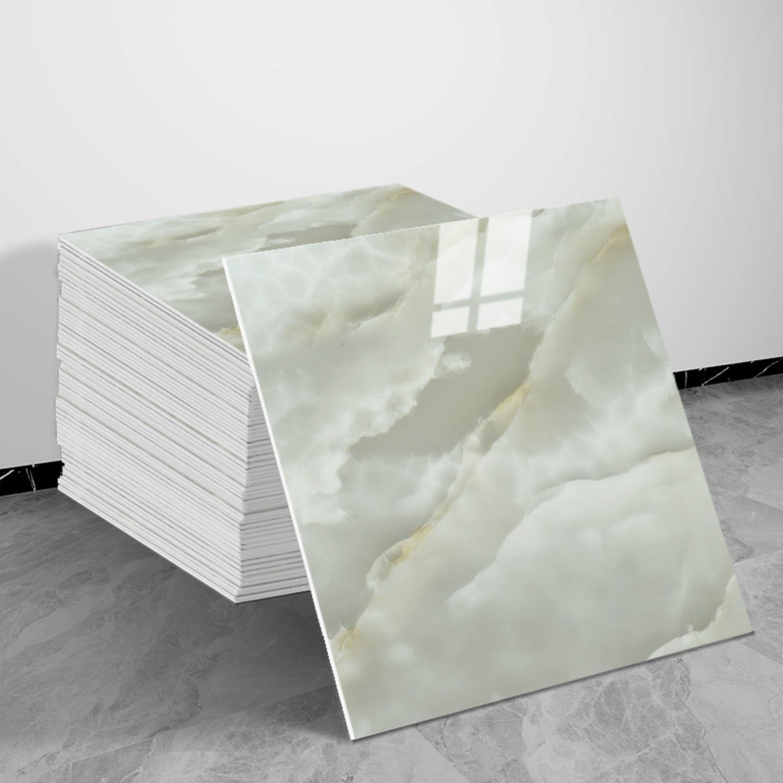 Marble Effect Vinyl Floor Tiles, Wall Tile Stickers, 20pcs-30x30cm Self-Adhesive Peel & Stick Wall/Floor Stickers, Waterproof Removable Decor (20pcs-30x30cm,PD910)