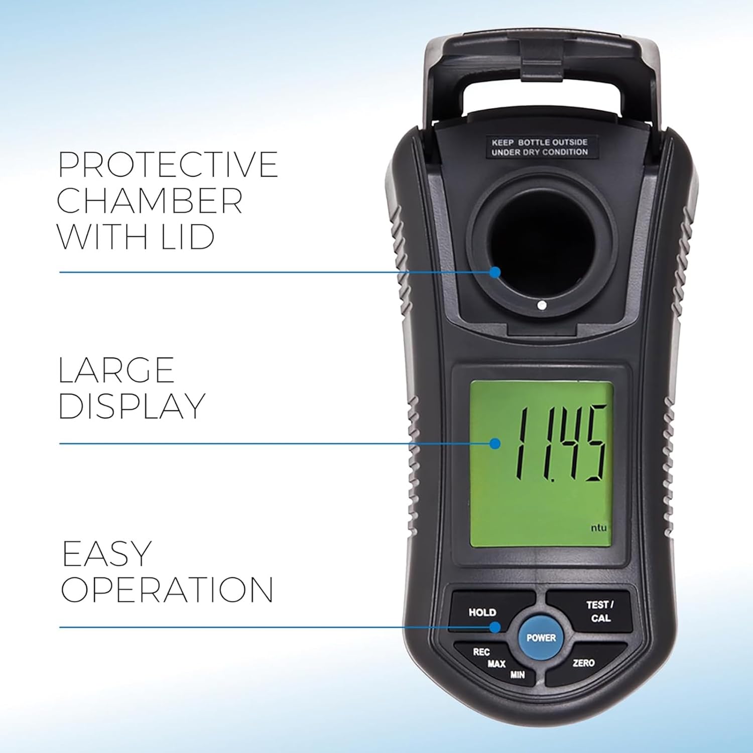 Portable Digital Water Turbidimeter, Scientific Turbidity Meter, Measuring Range 0.00~3.50ppm (mg/L), with LCD Display, for Lab Water Treatment Plant Wine Industry