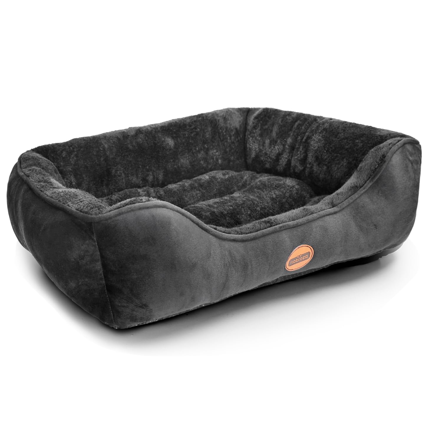 Nobleza Cama Perro, Cama para Perro Lavable, Cama de Perros Medianos Antideslizantes con Relleno de Fibras Super Suave, Cama para Mascotas Pequeños, Negro, M, 67 * 57cm