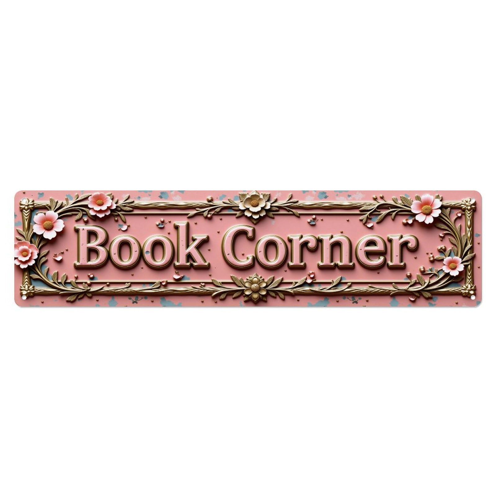Floral Book Corner Sign Metal Tin Sign Plaque