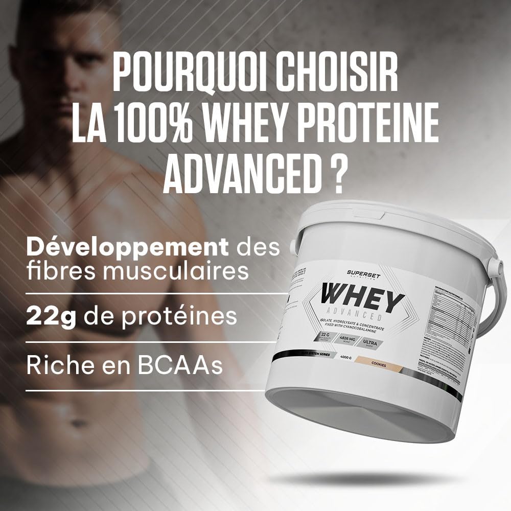Superset Nutrition | 100% Whey Proteine Advanced (4kg) | Whey protéine | Pure Whey ultra-filtrée : 3 sources de protéines de haute qualité avec absorption rapide - Chocolat