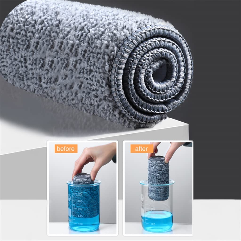 Fregona Plana, trapeador Deslizante autónomo, trapeador húmedo y seco para Limpiar Pisos, Herramientas de Limpieza para el hogar (60 cm con 3 paños) para perseguir la Felicidad