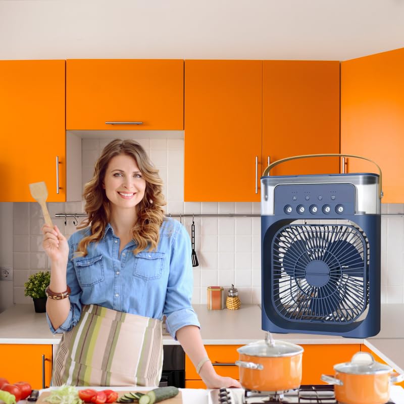 Image of Drumstone Best Performance - ๐๐-๐๐๐๐ซ ๐๐๐ซ๐ซ๐๐ง๐ญ๐ฒ Compact Air Cooler Fan with LED Night Light - 4-in-1 Cooling, Humidifying, Purifying & Fan Mode for Home, Car, Office & Travel