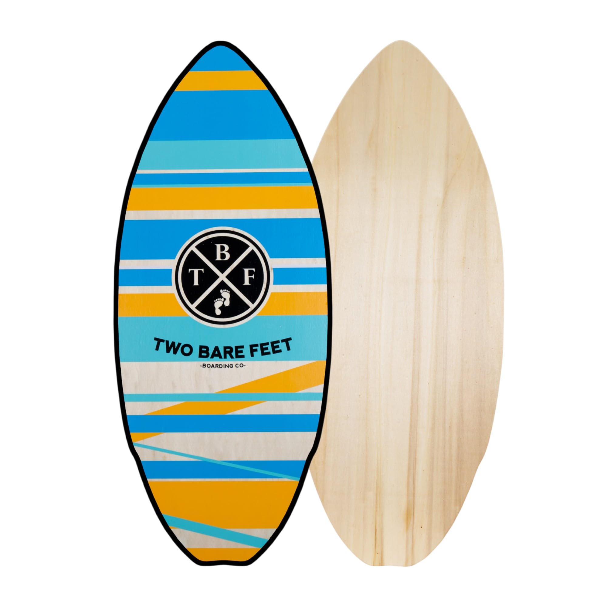 Two Bare Feet 41" Skimboard Suitable for Beginners, 7 Ply wooden construction with nose pre curve, Pin tail, Suitable for Adults and Kids (Wedge)
