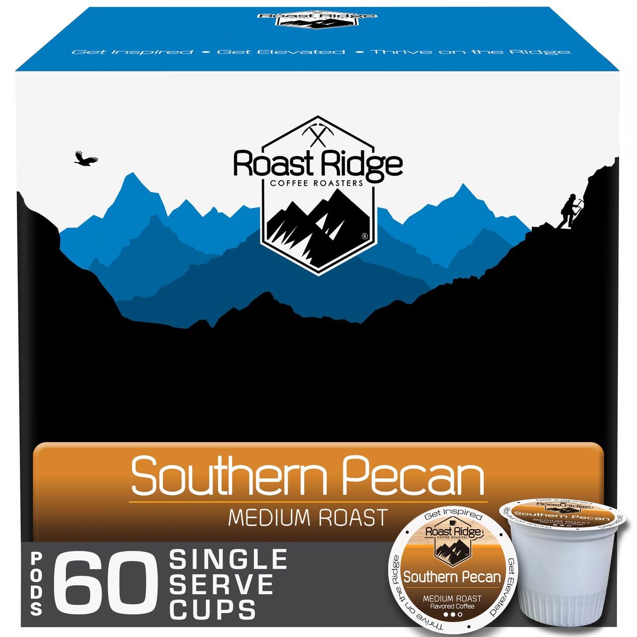 Roast Ridge Keurig K-Cup 브루어용 1인용 커피 포드, 미디엄 로스트, 서던 피칸, 60개