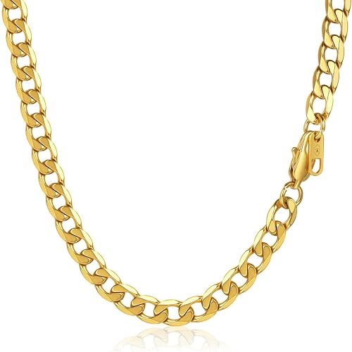 PROSTEEL 6 mm Collier Homme Chaine Plaqué Or Jaune 51 cm,…