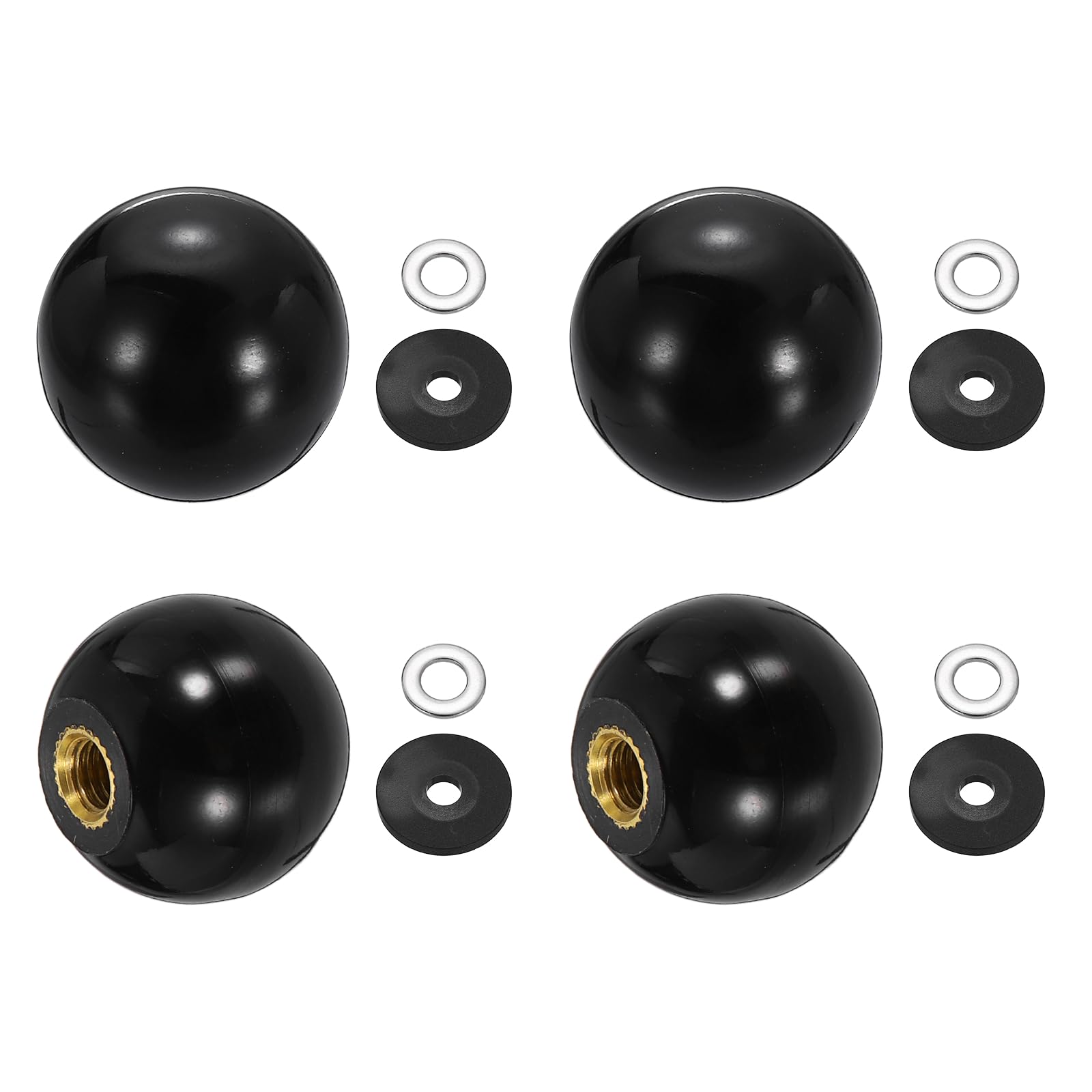 sourcing map 4Pcs Threaded Ball Knobs, M5 x 20mm Phenolic Plastic Thread Ball Handles Balls Nuts Knob Caps Nut Balls with Threaded Insert for Machine Lever Handle DIY Project, Black — image 1
