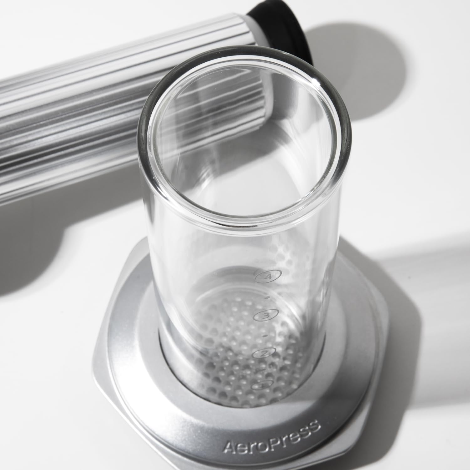 AeroPress cafetera de prensa francesa premium, de vidrio, acero inoxidable y aluminio, manual todo en uno estilo espresso y pour-over, preparación en 2 minutos, sabor intenso, Plateado