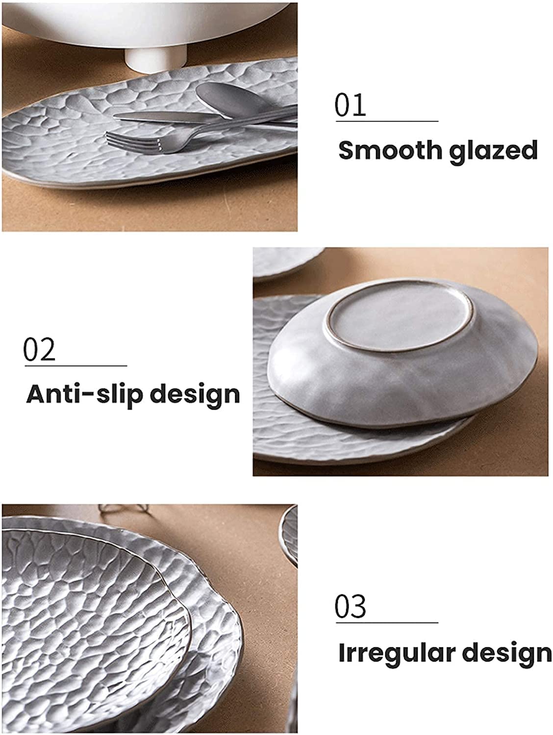 Ensembles de Vaisselle Ensemble de Vaisselle, Ensembles de Table en céramique, Bol à céréales Blanc 39 pièces, Assiette à Steak et Tasse en Porcelaine de Style (