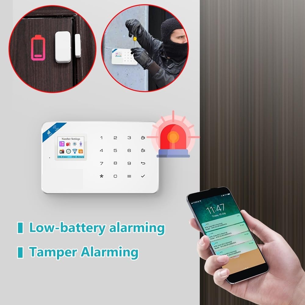 W184 Domowy inteligentny system alarmowy 4G GSM Bezprzewodowy Tuya 1,7-calowy kolorowy ekran Host komunikatów głosowych(KIT 7)