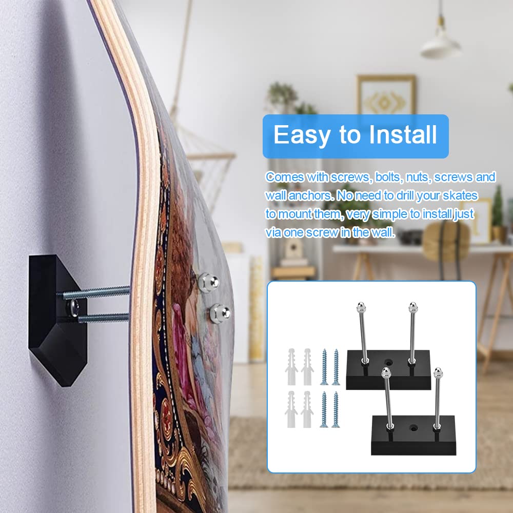 WENRERO Lot De 2 Supports Muraux Pour Skateboard En Acrylique Transparent – Affichage Vertical Élégant 7.5x4x0.8 Cm