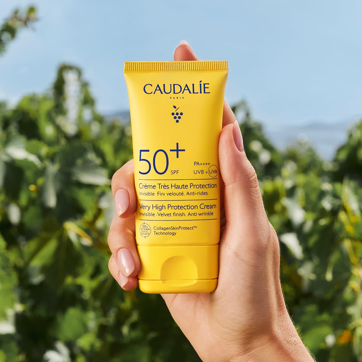 Caudalie Crema ad Altissima Protezione SPF50+ – CollagenSkinProtect™, Filtri Solari Organici, Azione Anti-rughe, Resistente all'Acqua, Pelli Sensibili, Vegano, PA++++, 50 mL