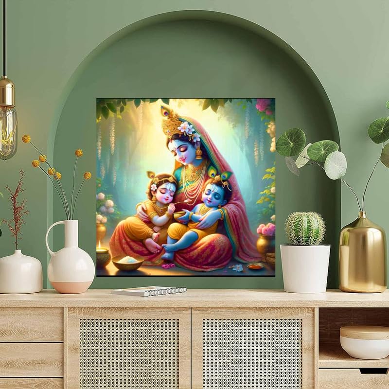 Image of British Terminal Cute little Bal Gopal Baby God Krishna| Kanha Ji | Laddu Lord Makhan Chor Painting Religious Poster for Pregnant Women for wall (matt thin vinyl,sticker,multicolor,unframed)| bj86