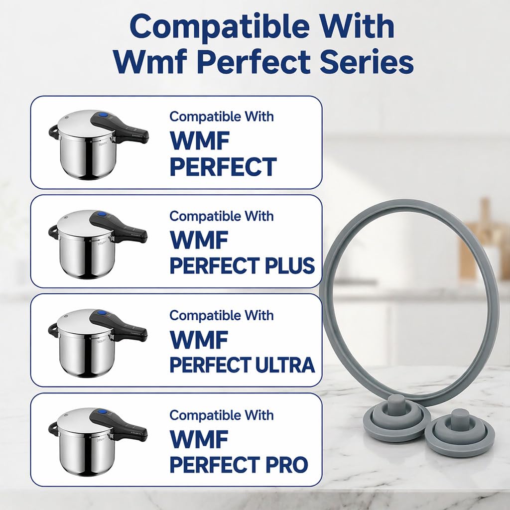 Junta de Goma Olla WMF Perfect y Perfect Plus Ø22 con 2 Válvulas Repuestos Silit Sicomatic 3L 4,5L 6,5L 8,5L