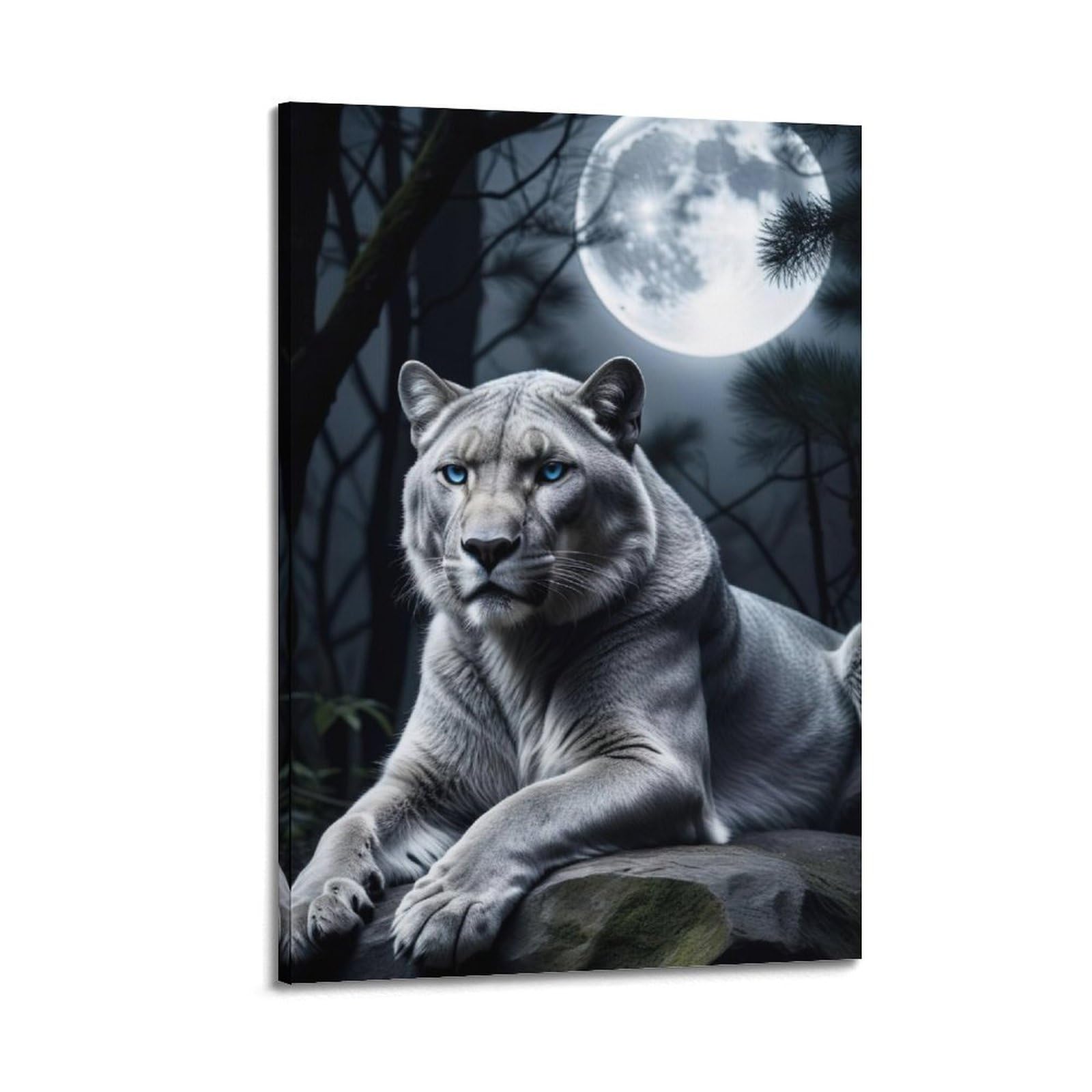 ZSZWHJ Animal Poster Tiger in The Moonlight Poster Decorative Painting Canvas Wall Posters And Art Picture Print Modern Family Bedroom Decor Posters 20x30inch(50x75cm)