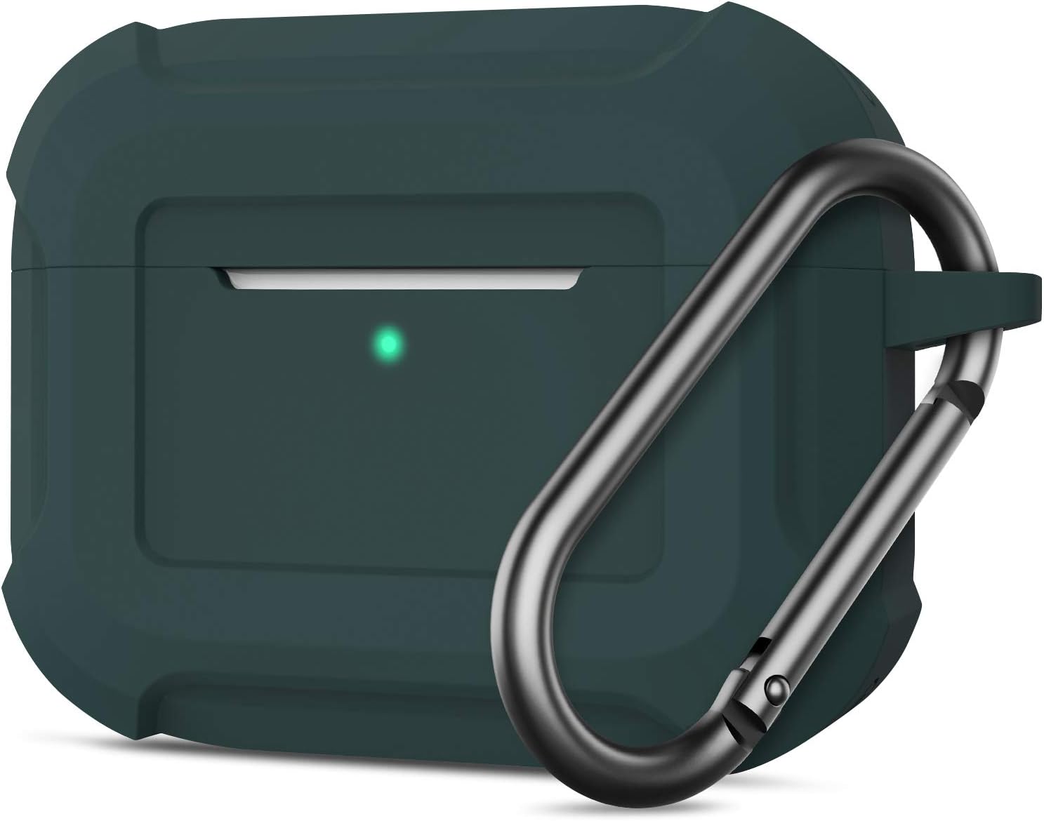 SATLITOG Silicone Case Designed for AirPods Pro Case, Full-Body Protective Silicone Cover with Carabiner for Apple AirPods Pro - Midnight Green