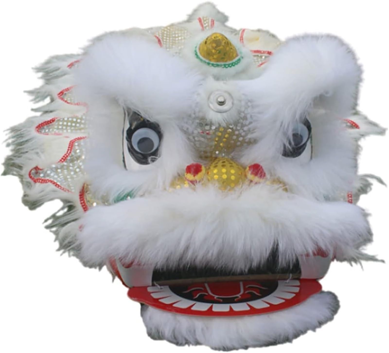 Krxsobnv White Lion Dance Clothes, 8Inch Lion Dance Chinese Folk Art Dragon Festival Performance Artificial Wool