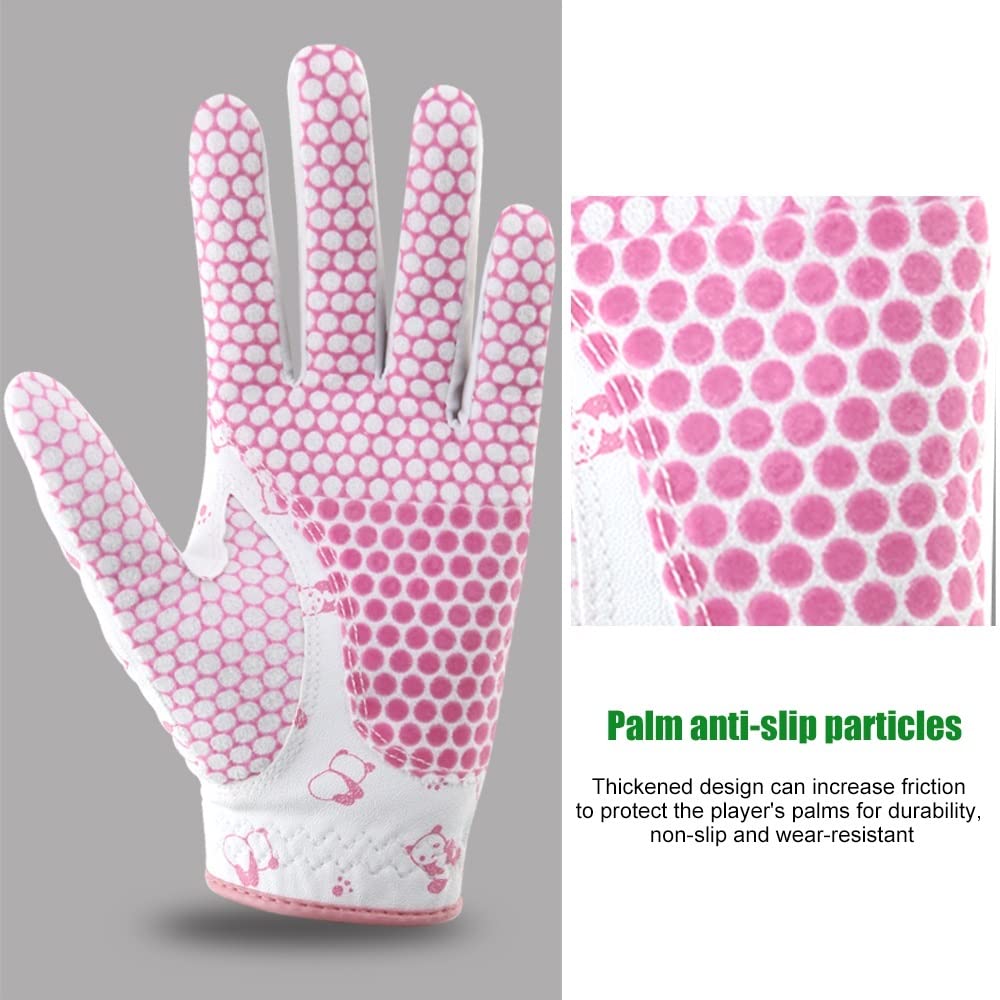 Guante Golf 1pair Golf de Mujer Guantes Suaves de la Mano Izquierda Derecha PU Guante Transpirable sin Deslizamiento de Cuero, Todo Clima de Lluvia Guantes Golf