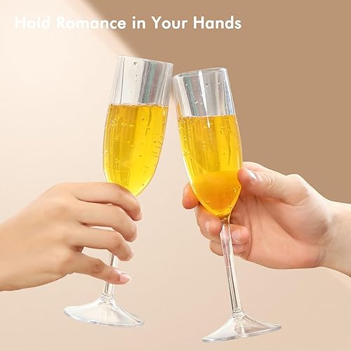 Miniatura 7 de MICHLEY Copas de champán con tallo de 6 onzas, juego de 2 vasos de plástico Tritan para vino espumoso, mimosa martini
