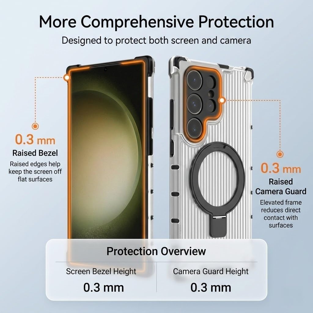 Magnetic Case for Samsung Galaxy S26/S25/S24 Ultra & Plus Series Compatible with MagSafe, with Rotatable Ring Stand, Slim Anti-Slip Textured Protective Phone Cover(Black,S25 Ultra)