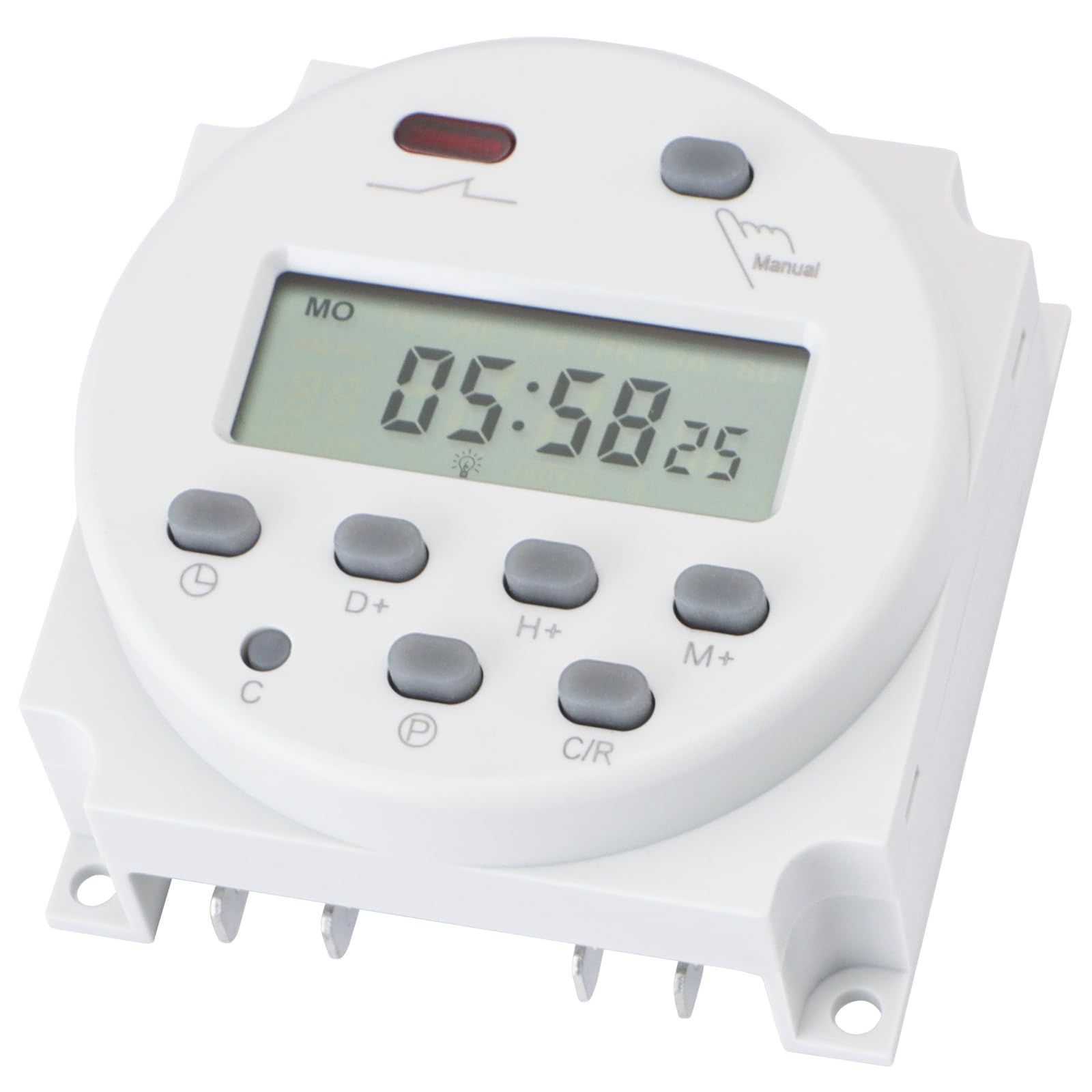 Wengart Interruttore Orario Digitale CN101, Timer Settimanale Programmabile 230V, Uscita a Contatto Pulito (Senza Tensione), LCD Display, per Luci, Pompe, Insegne e Fai-da-te, 16A, AC 230V