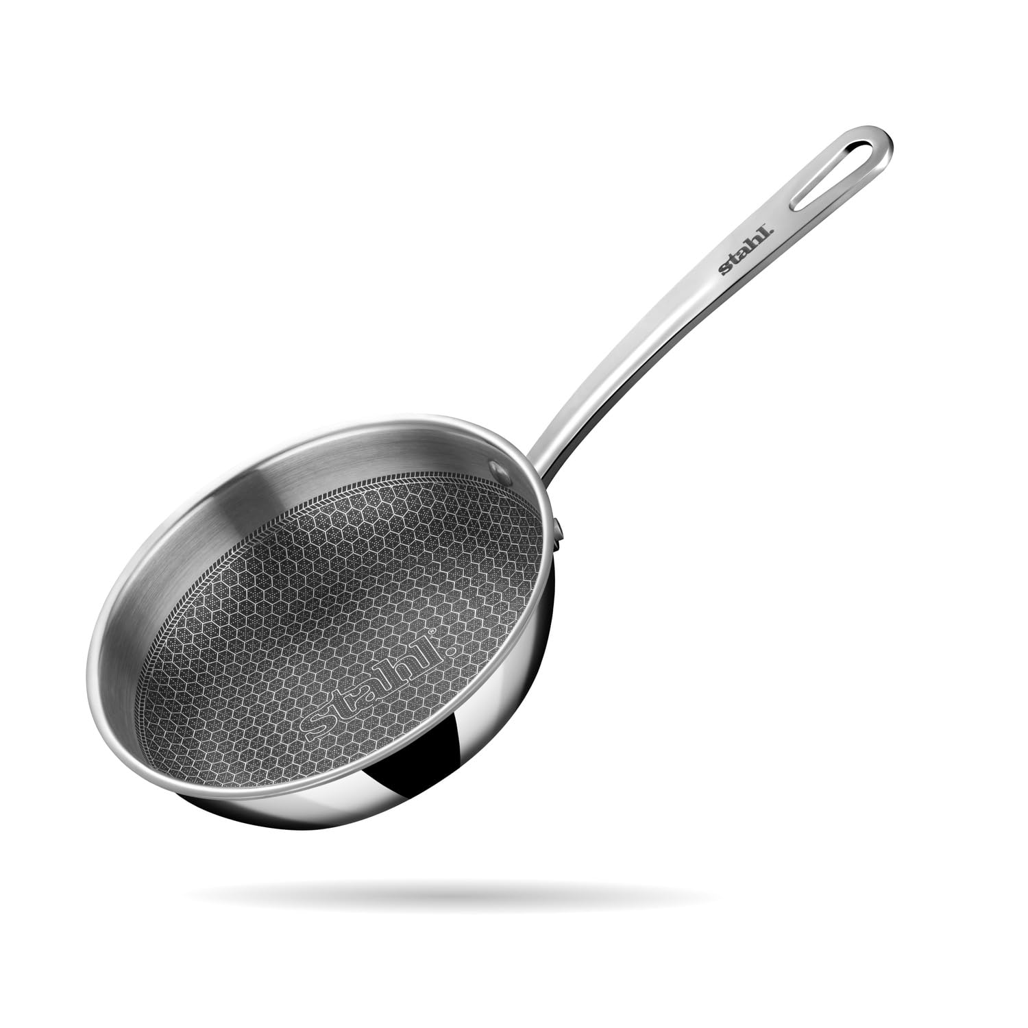 stahlArtisan Hybrid Triply Cooking Pan, Egg Frying Pan with Lid, Fry pan Induction Base, Frying pan Non Stick, Omelette Pan Non Stick, Frying pan Stainless Steel, 1.15 L, 18 cm