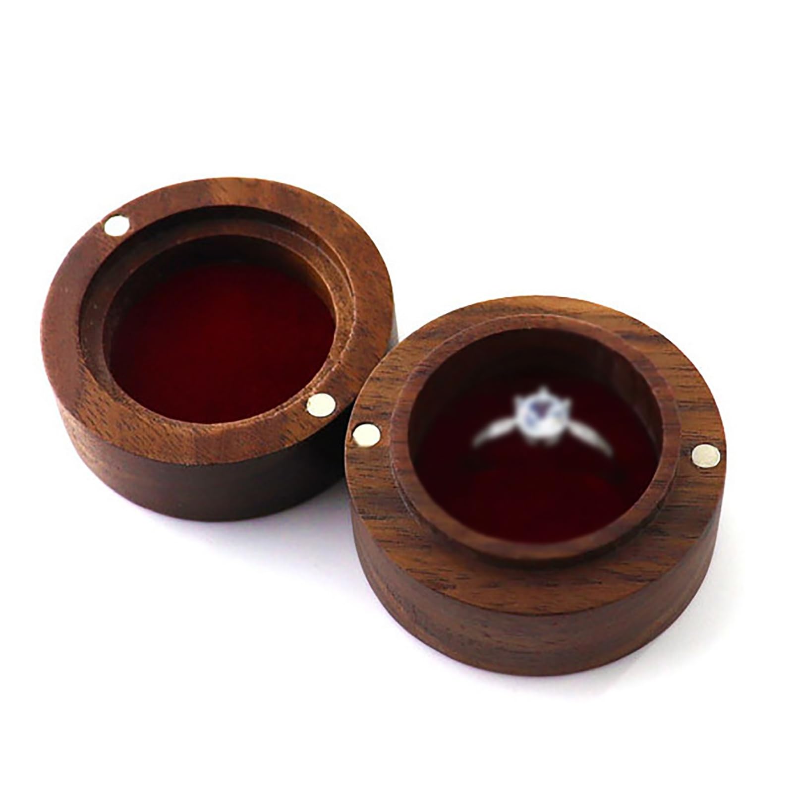 DUMRALBQE Wooden Ring Box Creative Round Wooden Ring Box for Storage and Placement(Red)