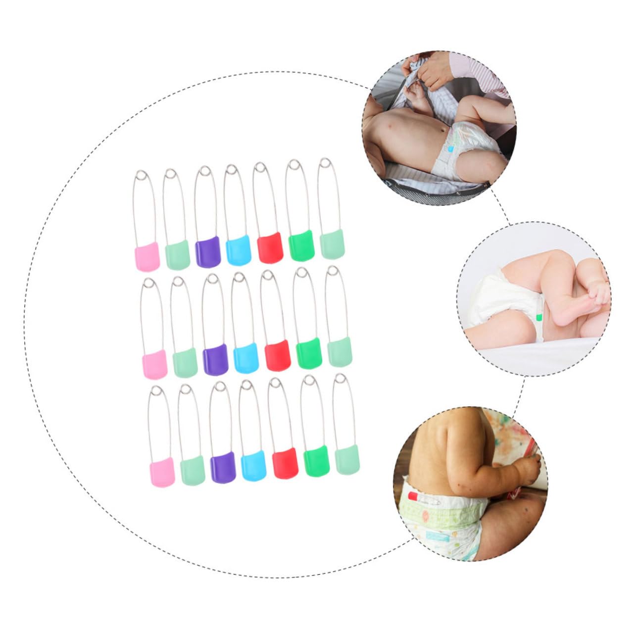 COHEALI Épingles à Couches Sécurisées pour Bébés 50 Pièces en Couleurs Variées Épingles à Tête en Plastique Résistantes Et Solide pour Couches Tissu Couture Et Loisirs Créatifs
