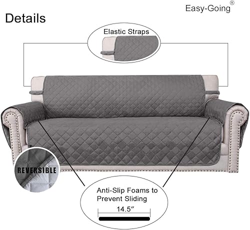 Miniatura 415 de Easy-Going - Funda reversible sobredimensionada para sofá de 3 cojines, protector de muebles resistente al agua con tubos de espuma para perros Gris