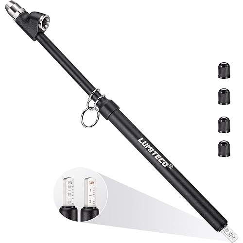 12'' Dual Head Tire Pressure Gauge, Heavy Duty Truck Tire Gauge Range 10-150PSI 1-10Bar for Tire Pressure Checker, Straight-On Tire Air Gauge Extended Tube for Semi Truck, RV, Car, Motorcycle