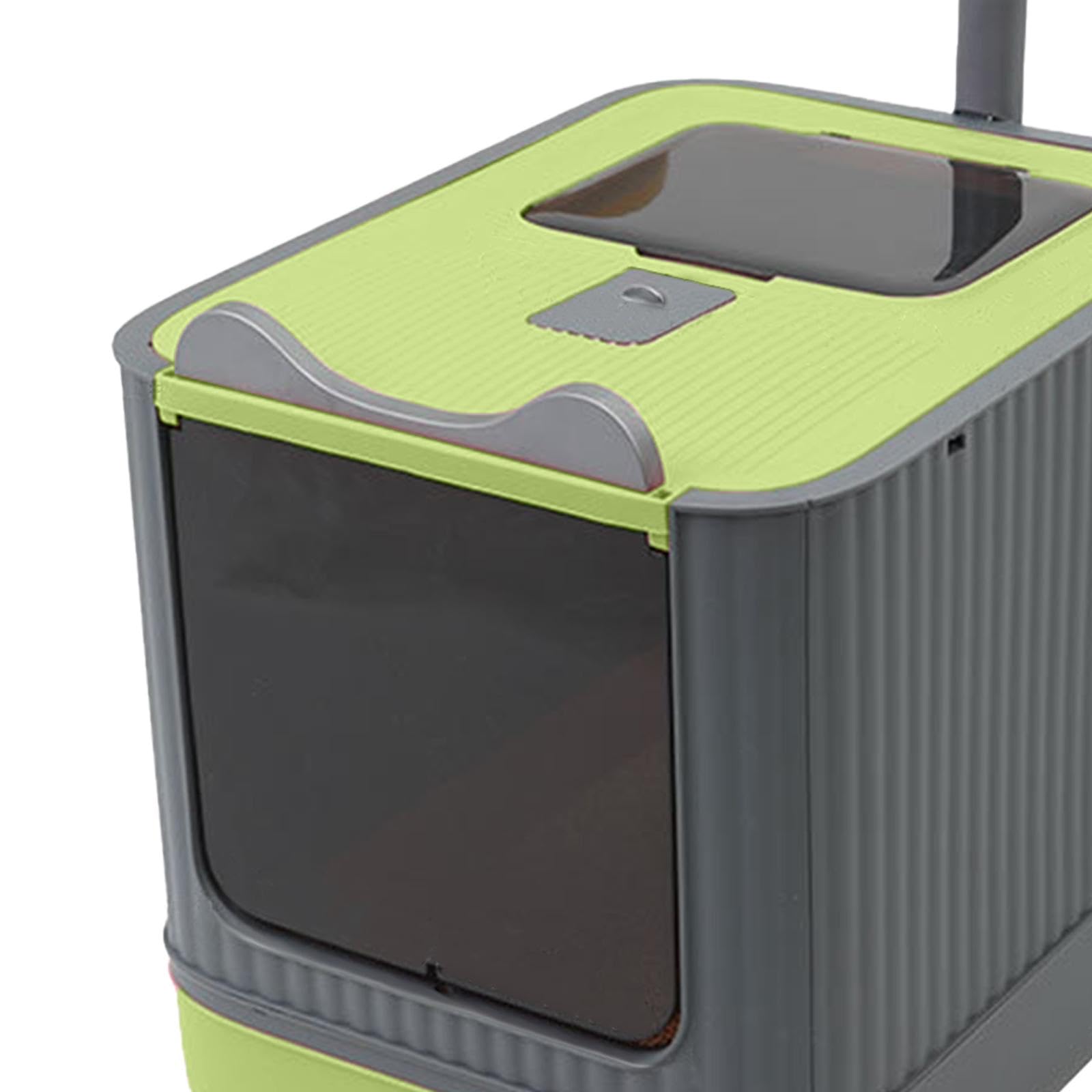 Arenero Plegable Cerrado para Gatos, Grande, con Entrada, Portátil, 17.5x13.5x14 Pulgadas, con Cajón Extraíble Y Tapa, Verde