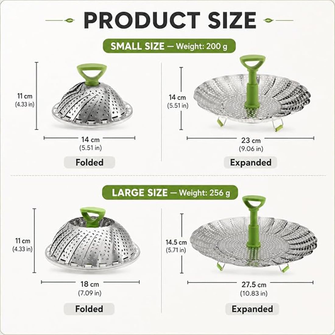 Cesta Vaporera Extensible De Acero Inoxidable Para Verduras