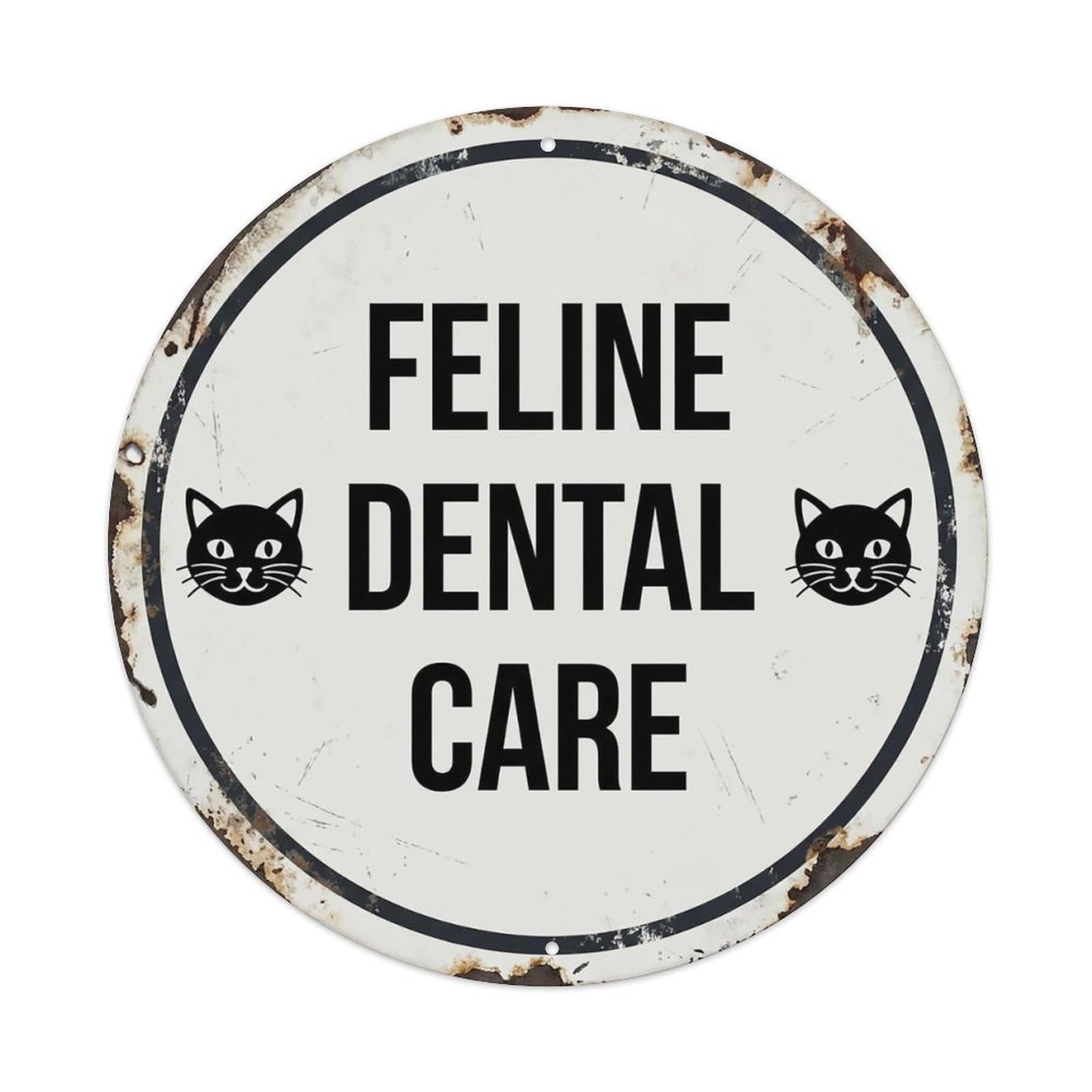 Vintage Feline Dental Care Clinic Metal Tin Sign