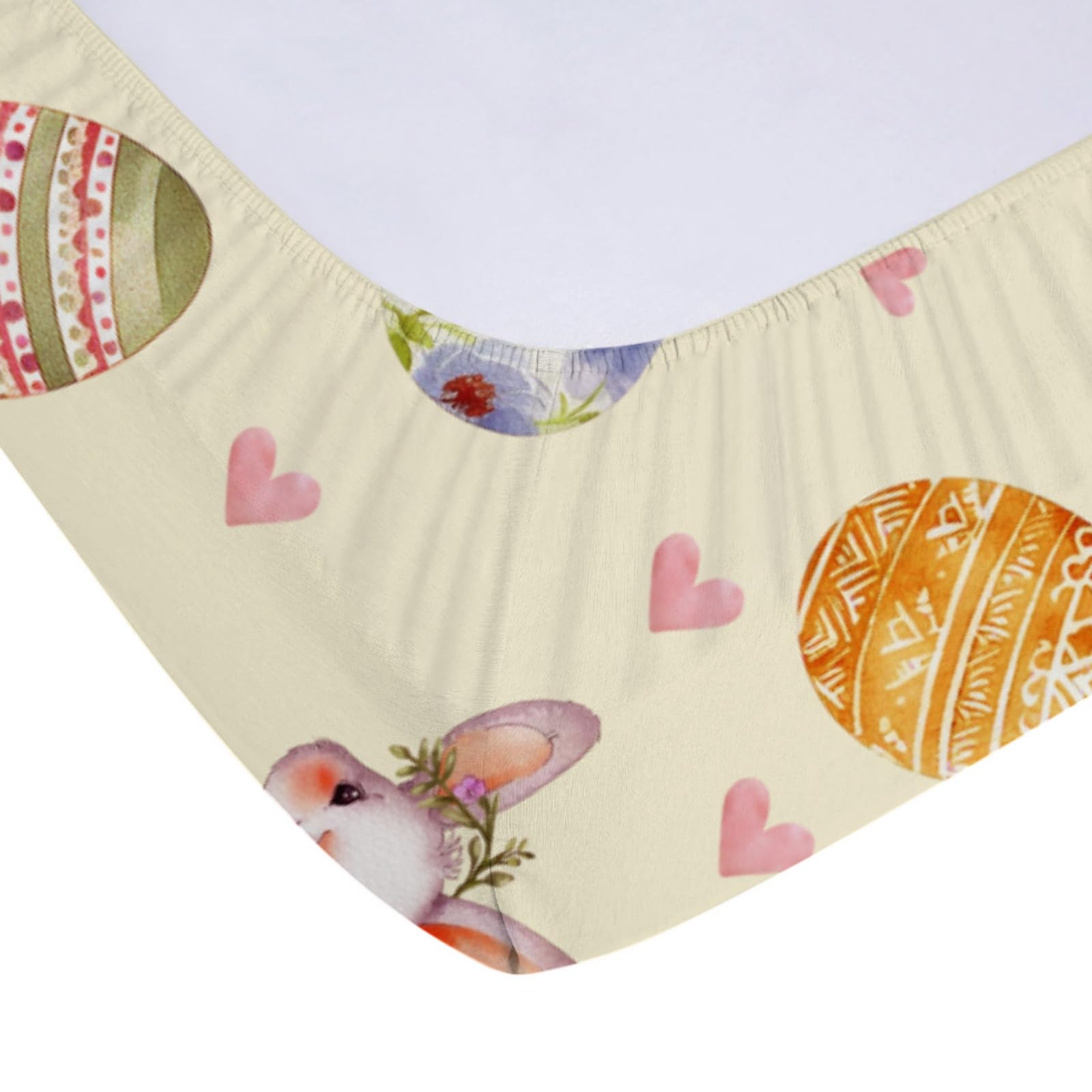 Easter Eggs Rabbit Bunny Changing Pad Cover for Infant Boys Girls Baby Changing Table Cover Snug Fitted Changing Mat Sheet Cover Rabbit