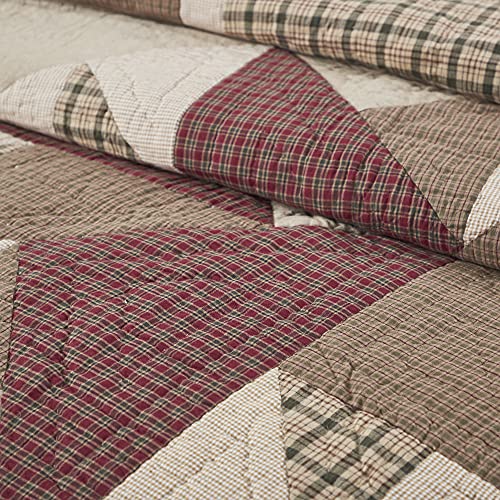 VHC-Brands-Cider-Mill-Reversible-Patchwork-King-Size-Quilt-Tan-Red-105×95 VHC Brands Cider Mill Reversible Patchwork King Size Quilt Tan Red 105×95