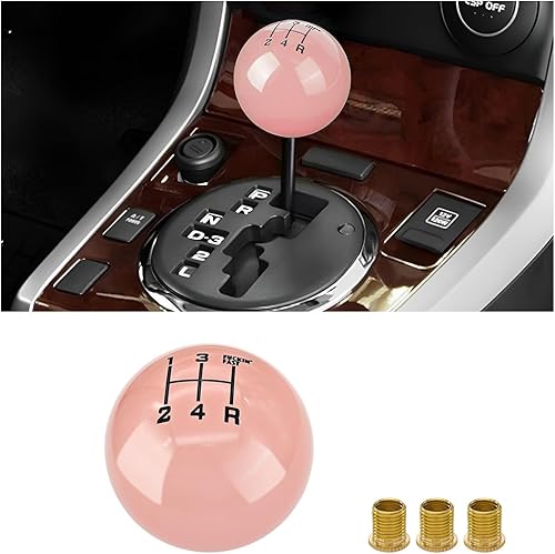 BESULEN Cabezal de palanca de cambios para automóvil, pomos de palanca de cambios de resina de 5 velocidades con 3 adaptadores, perilla de cambio