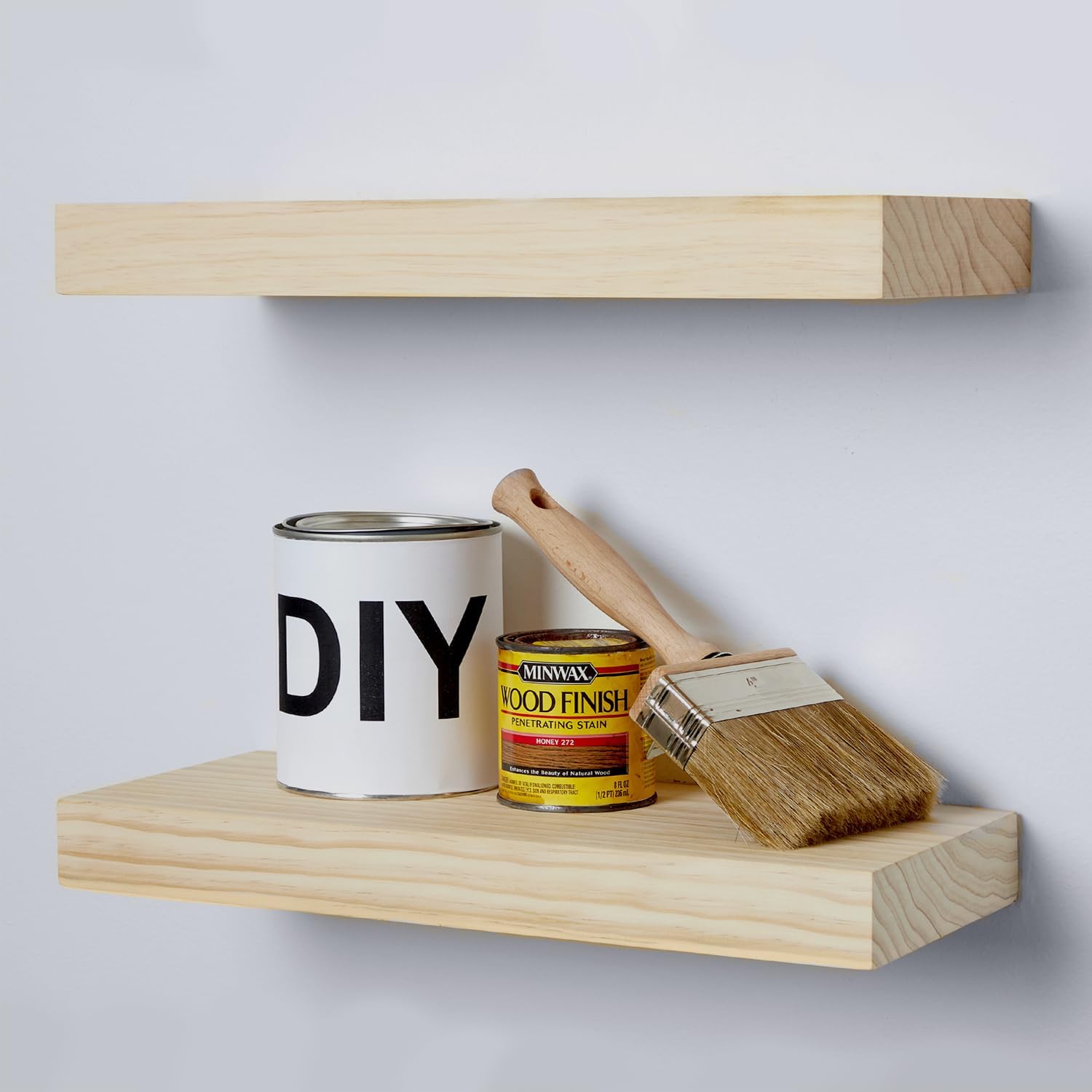 Homeforia 24 inch Wood Floating Shelves, High End Solid Natural Wood 24inch Floating Shelf for Wall, Unfinished Wooden 24 inches Floating Shelves, Heavy Duty Bracket, 24 X 6.5 X 1.75 in, Set of 2 Unfinished - Raw Sanded Pine (Diy) Pack of 2 24 inch