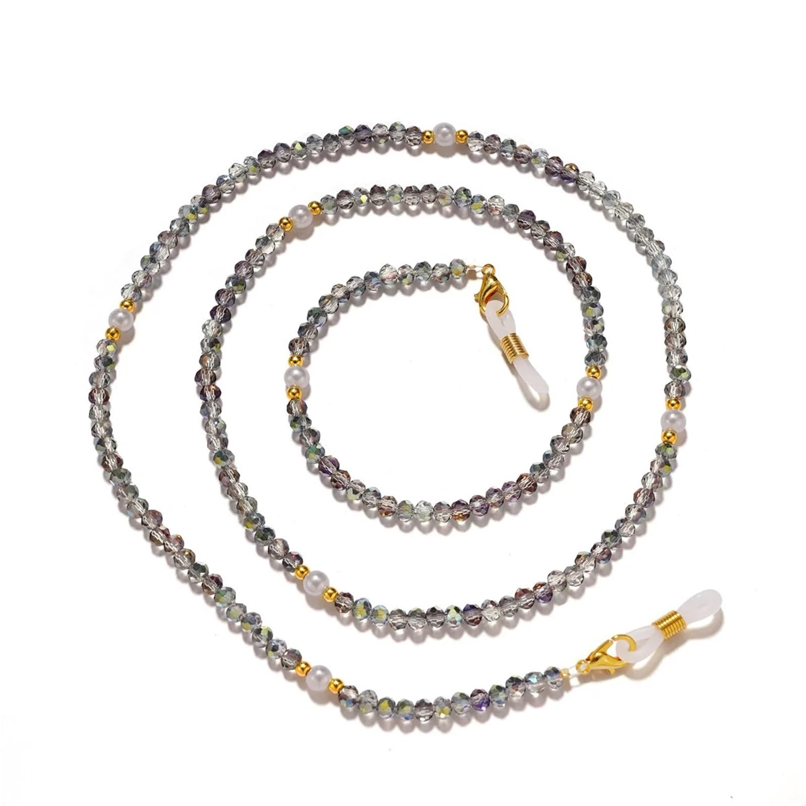 Brillenkette aus Legierung | Mehrfarbige Perlen-Kristall-Brillenkette for Damen