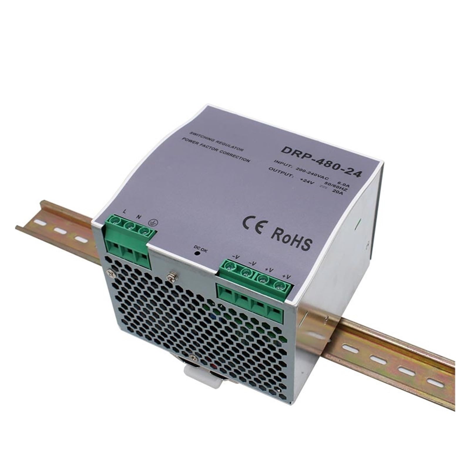 Zasilacz impulsowy, 480W DC 12V 24V 36V 48V napięcie wyjściowe 10A 13.3A 20A 40A DRP-480 typ szynowy przełączający transformator zasilający(DRP-480-36V 13.3A)