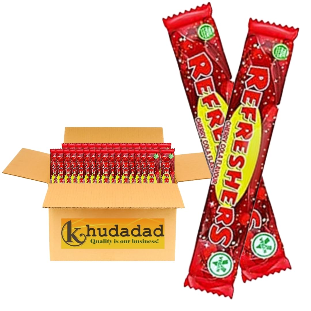 Refreshers Cherry Cola Chew Bars | Classic Retro Sweets | Fizzy Sherbet-Filled Cherry & Cola Flavour Chewy Bars | Nostalgic Candy Treat | Vegetarian-Friendly (60x)