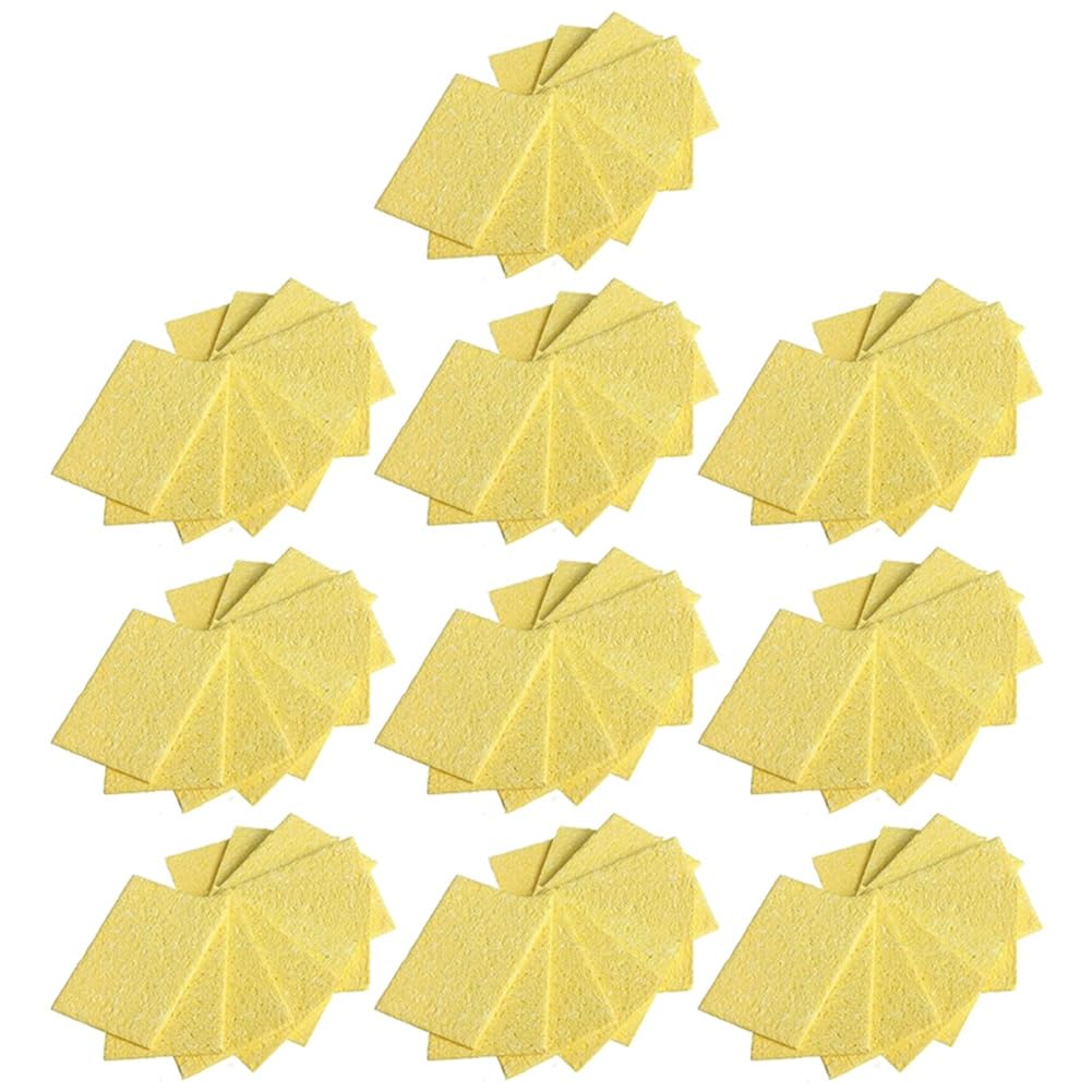 Jnchdghwa Yellow 1000Pcs Soldering Iron Solder Tip Welding Cleaning Sponge Soldering Iron Sponge Pad Replacement Sponges Cleaning Pads