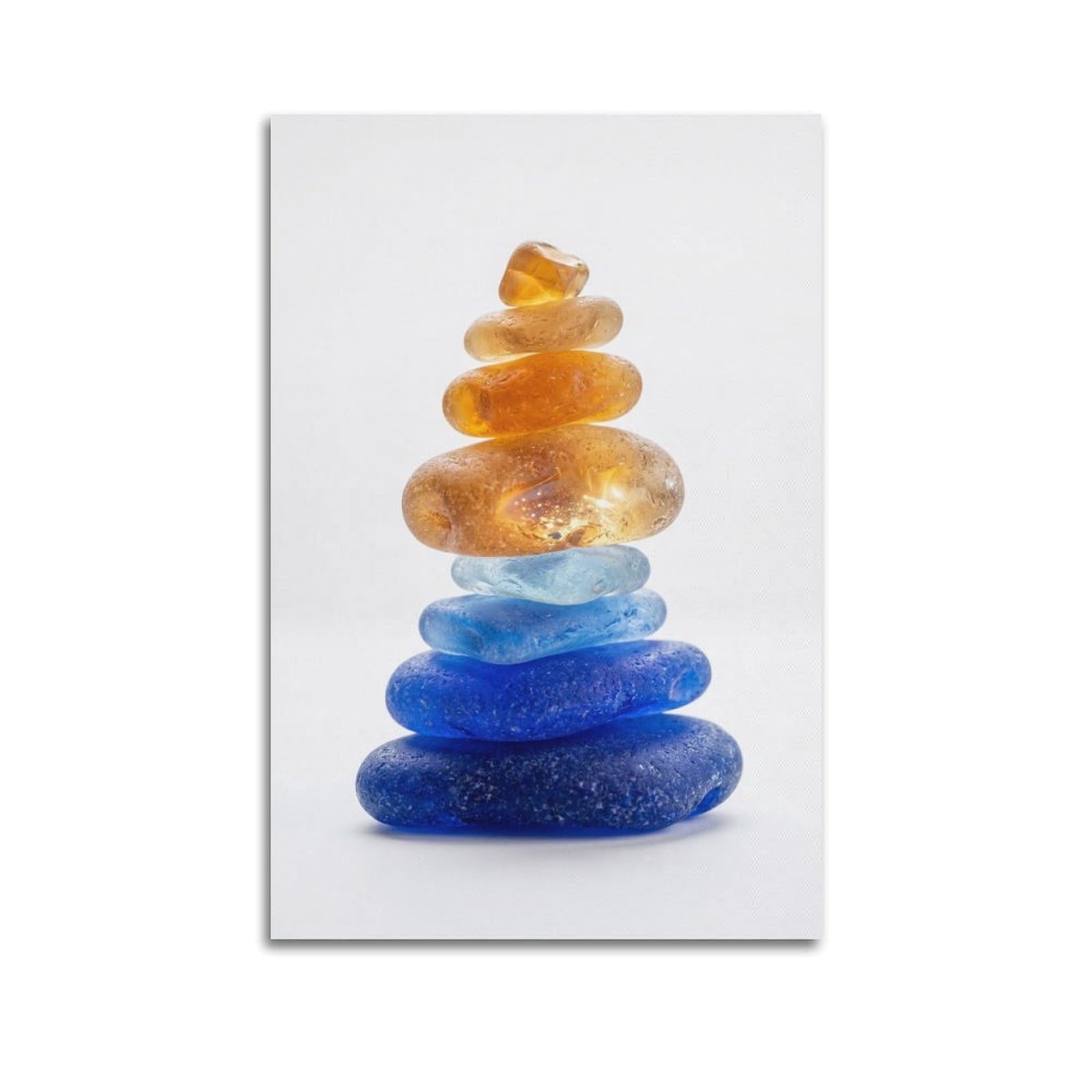 XKUGA Zen Healing Poster Crystal Pebble Cairn Color Balance Serenity Modern Decorative Canvas Prints - Ideal Wall Art for Family, Man Cave, Game Room, Boys & Girls Bedroom 20x30inch(50x75cm)