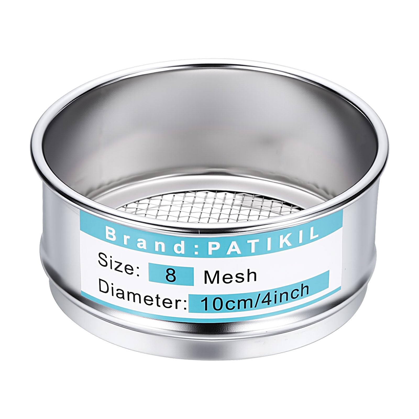 PATIKIL Tamis De Laboratoire 8 Mailles (2.5mm), Diamètre 3.9"(10cm) Toile De Fil 304 Acier Inoxydable Tamis À Mailles Fines Pour Laboratoire Industriel Maison Tamisage Sol Sec Écrans Hash