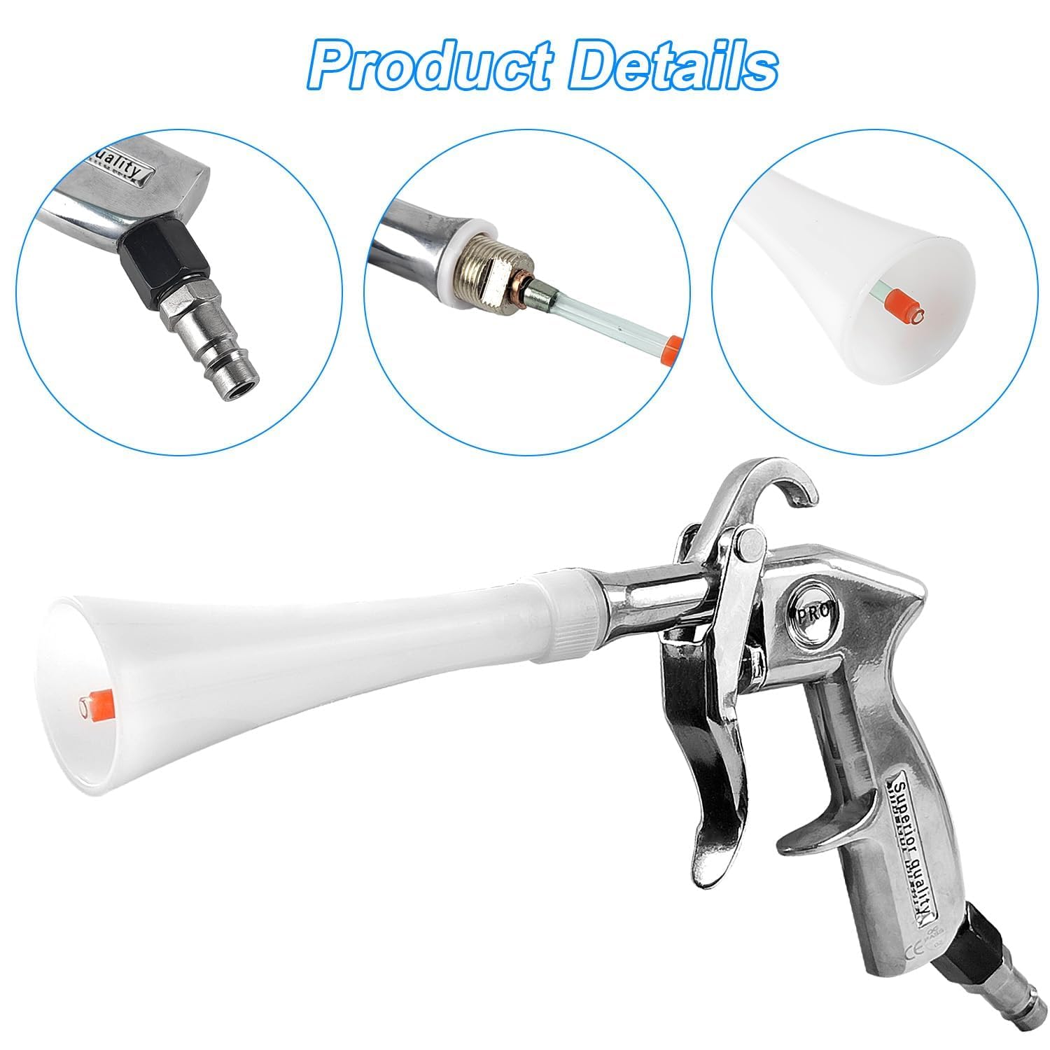 Pistolet de Nettoyage à Air Comprimé, 6-9,2 Bar Pistolet Air Comprimé, Haute Pression Soufflette Air Comprimé avec 5 Tubes, pour Nettoyer les Voitures, Les Sols et Les Plafonds