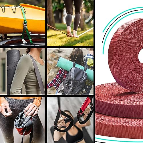 Image of TECEUM 3 /4 inch & 5 /8 inch & 1 inch & 1.5 inch & 2 inch Webbing - 10 25 50 Yards - 40+ Colors - Heavy Duty 1 Inch 1.5 Inch 2 Inch Backpack Straps - Webbing for Outdoors Indoors Crafting DIY